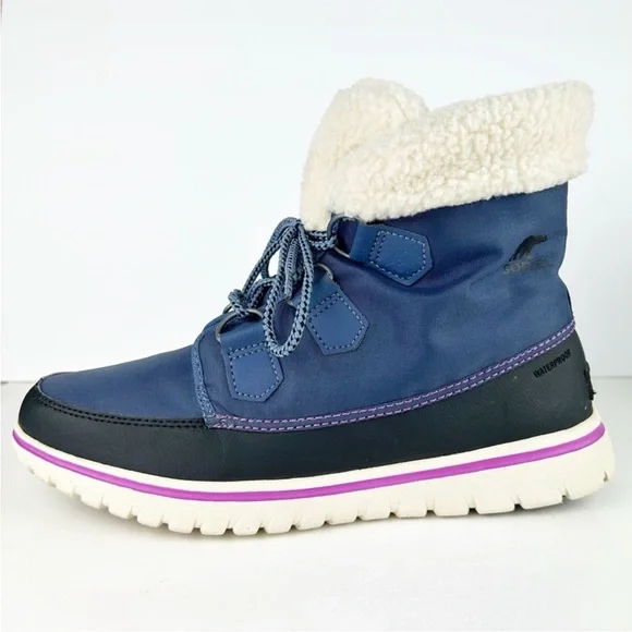 Sorel Cozy Carnival Waterproof Sporty Lightweight Lace Up Navy Blue Black Boots - Picture 7 of 13